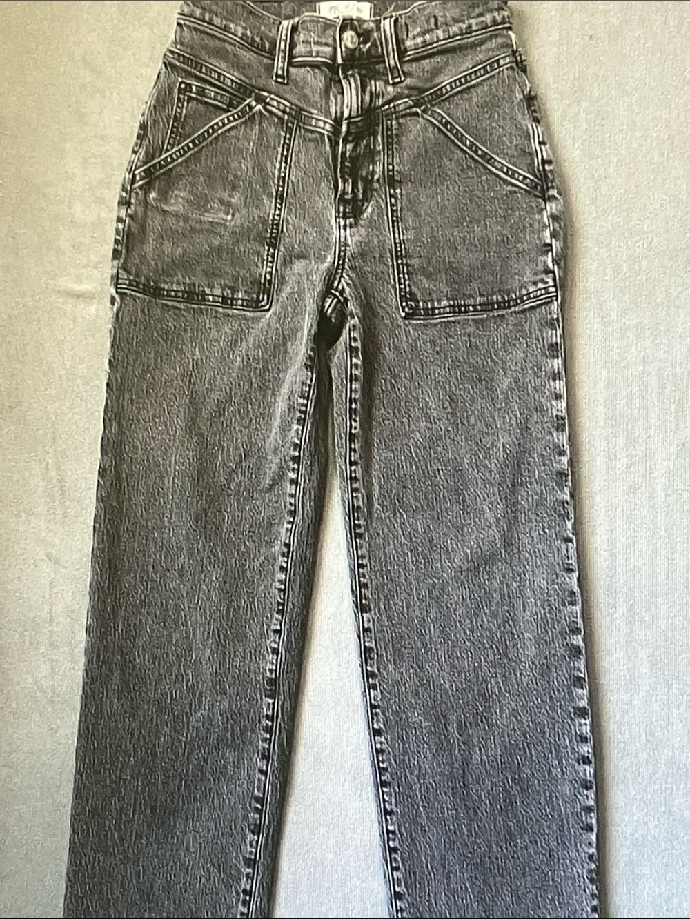 Madewell Charcoal High-Rise Wide-Leg Jeans with Patch Pockets
